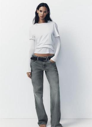 Zara базові джинси wide-leg mid-waist