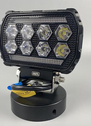 Фара led квадратна на будь-яке авто, ближнє світло, 12/24v. широкий промінь + drl габарит + стробоскоп 6500к, ip67