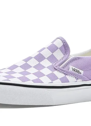 Оригінальні чоловічі біло-блакитні кеди-сліпони vans у клітинку/шашечку розмір 41.