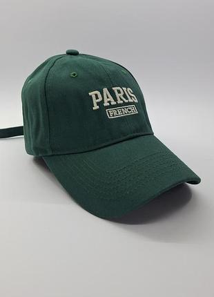 Стильна зелена кепка «paris french» (розмір 56-60)
