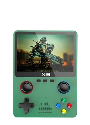 Портативная игровая приставка x6 gba для детей 1000 игр/3.5'' ips, 640x480/av выход/консоль, ретро/2000mah зеленый
