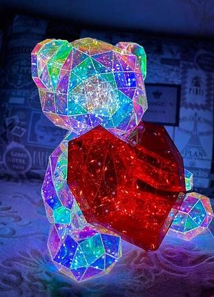 Нічник 3d «ведмедик із серцем», голографічний ефект, usb (17×14 см)