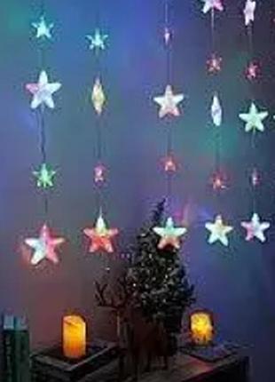 Xmas гирлянда штора звездопад 60l на медной пров 3m*90cm мультицветная 8174