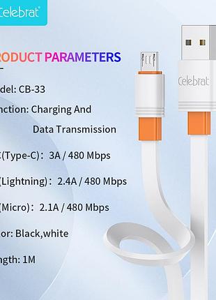 Кабель usb - micro usb celebrat cb-33 3