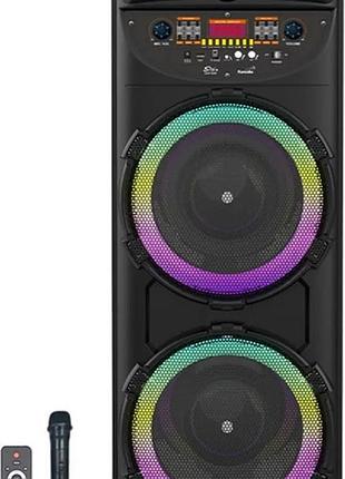 Колонка акустическая zqs10205, 2×20 вт, 10"×2, с беспроводным микрофоном