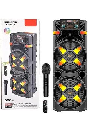 Колонка акустическая zqs12205, 2×40 вт, 12"*2, с микрофоном