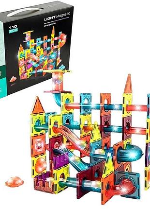 Магнітний конструктор diy magnetic building blocks sn1173, 110 деталей, з підсвіткою та кульками