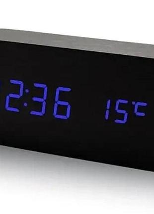 Годинник настільний vst 862-5 із синьою підсвіткою/датчик температури/дата
