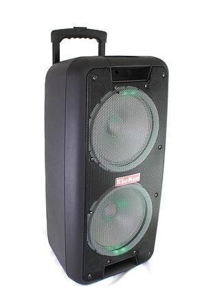 Портативна колонка su-kam 1010 + 2 мікрофони + bt 12v220v