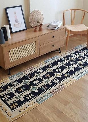 Турецкий двусторонний безворсовый ковер из хлопка, размер 160x250