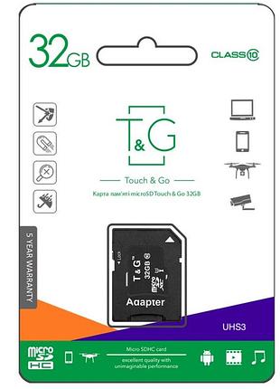 Карта памяти t&g microsd 32гб class 10 для камеры телефона видеорегистратора