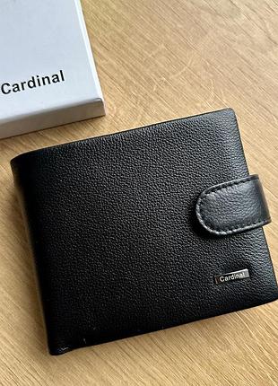 Кожаное мужское портмоне для денег cardinal черное кошелек мужской бумажник для денег зажим