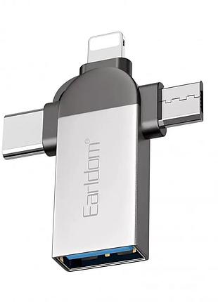 Adapter перехідник otg hub usb3.0 to micro usb , lightning , usb c earldom et-ot93