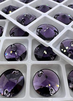 Пришивные стразы lux 10мм, форма риволи, цвет tanzanite, 1шт