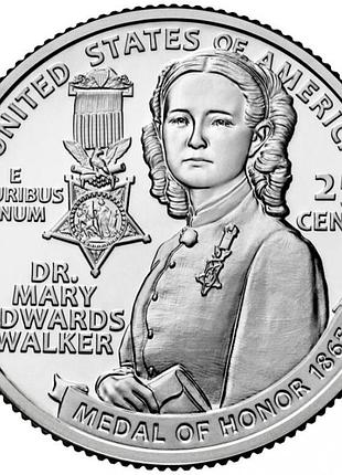 №12 сша 1/4 долар квотер серія «американські жінки» доктор мері едвардс вокер 2024 рік монети світу (d)