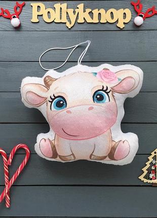 Бичок,контурний плюшевий на петельці.символ 2021года