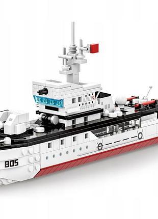 Конструктор wange військовий корабель type 081 мінний тральщик – дитячий конструктор, військова техніка, 380 деталей