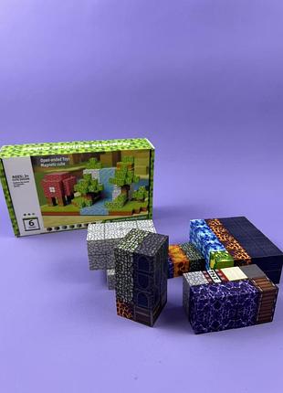 Магнитный конструктор j087-10a по мотивам компьютерной игры minecraft (майнкрафт), 100 деталей, для создания блоков и персонажей