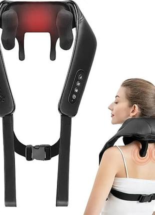 Беспроводной массажер для шеи и плеч nekteck 6d deep kneading (ік-подогрев, автономный, режим hands-free)