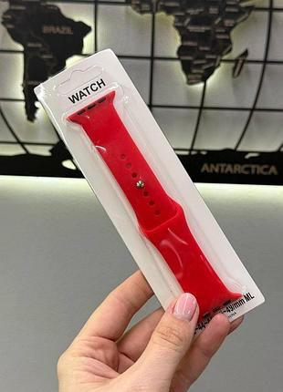 Ремінець силіконовий apple watch 42/44/45/49 mm,силікований якісний ремінець для епл вотч 42/44/45/49 мм (червоний)