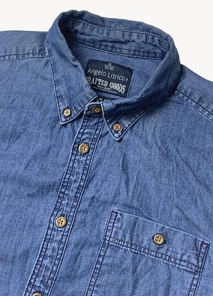 Angelo litrico denim button down slim fit сорочка