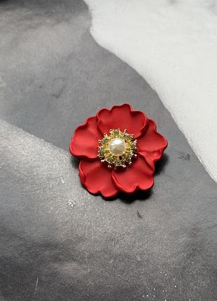 Брошка квітка червона матова