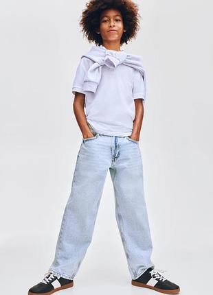 164 h&amp;m широкие джинсы loose fit светло-голубые тренд