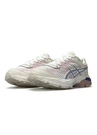 Жіночі кросівки asics gel-flux 4 білі з рожевим та фіолетовим, для бігу, наскрізна сітка, на весну / літо