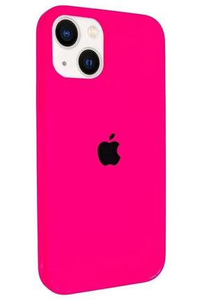 Силіконовий чохол для iphone 14 з закритим низом silicone case яскраво рожевий shiny pink 38 (бампер)