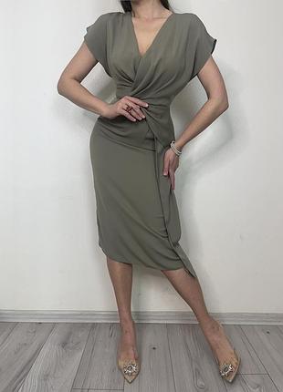 Розпродаж сукня asos міді з декоративним вузлом і драпіруванням спереду