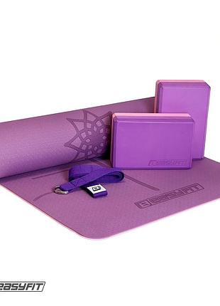 Набір для йоги та фітнесу easyfit polarity set: килимок, два блоки та ремінь (padma)