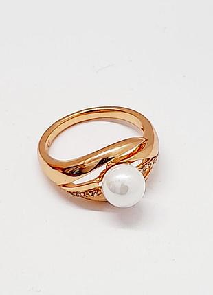 Каблочка с жемчужиной, медзолото xuping jewelry 18k. р 16,5.