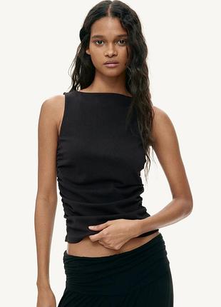Безрукавка топ від zara зі збіркою на талії🖤