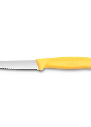 Ніж кухонний victorinox swissclassic,8 см, серрейтор, жовтий