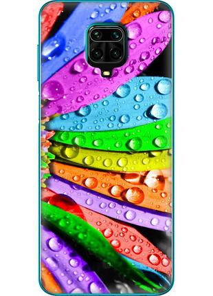 Чехол силиконовый с картинкой на xiaomi redmi note 9 pro max (цветные листья)