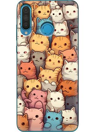 Чехол силиконовый с картинкой на huawei p30 lite (котики)