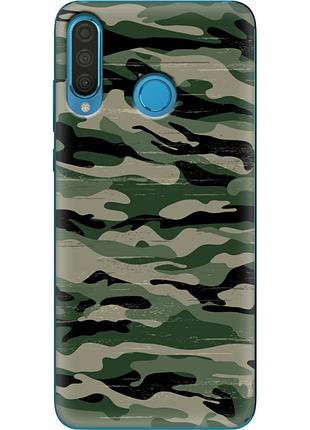 Чехол силиконовый с картинкой на huawei p30 lite (патриотический, камуфляж)