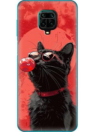 Чехол силиконовый с картинкой на xiaomi redmi note 9 pro max (стильный котик)