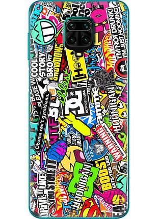 Чохол силіконовий з картинкою на xiaomi redmi note 9s (кольорові наклейки)