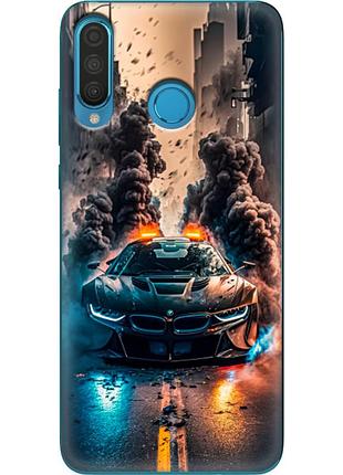 Чехол силиконовый с картинкой на huawei p30 lite (машина bmw i8)
