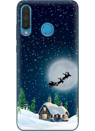 Чехол силиконовый с картинкой на huawei p30 lite (новогодний)