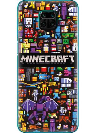 Чехол силиконовый с картинкой на xiaomi redmi note 9 pro max (майнкрафт, minecraft)