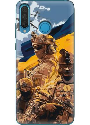 Чехол силиконовый с картинкой на huawei p30 lite (патриотический, воины всу)