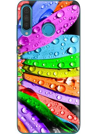 Чохол силіконовий з картинкою на huawei p30 lite (кольорові листки)