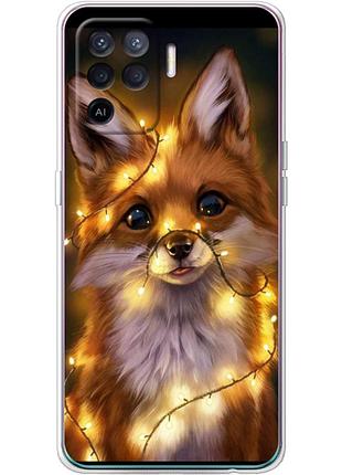 Чехол силиконовый с картинкой на oppo a94 (новогодний, лисичка)