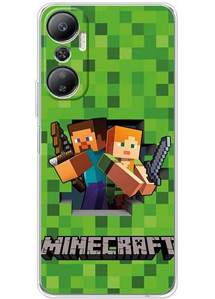 Чехол силиконовый с картинкой на infinix hot 20 4g (майнкрафт, minecraft)