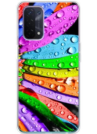 Чехол силиконовый с картинкой на oppo a54 5g (цветные листья)