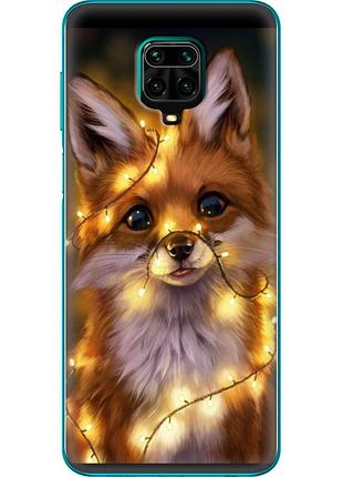Чохол силіконовий з картинкою на xiaomi redmi note 9s (новорічний, лисичка)