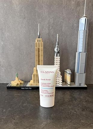Clarins fresh scrub 15 мл | охолоджуючий крем-скраб для обличчя | мініатюра | новий