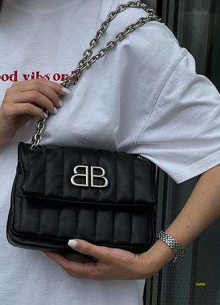 Сумка баленсиага monaco mini chain bag black/silver